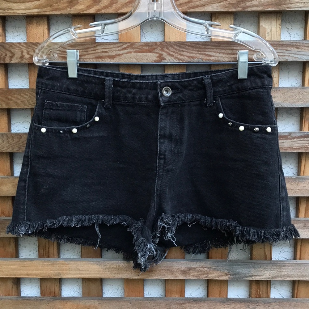 Zara Black High Waist Denim Shorts